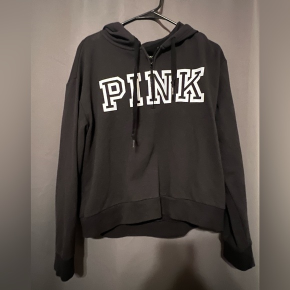 PINK Victoria's Secret Tops - Victoria’s Secret Pink, black half zip hoodie